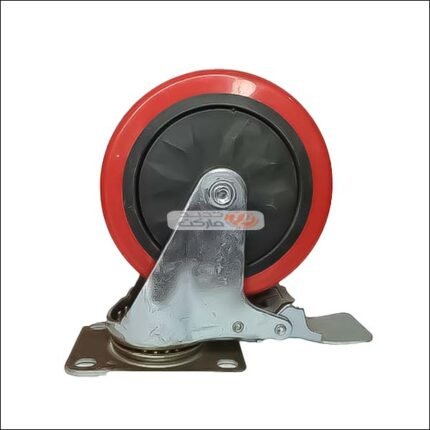 ROUE PLASTIQUE S/M ROUGE Ø 125 MM AVEC FREIN