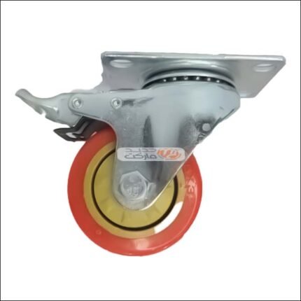 ROUE PLASTIQUE S/M ROUGE Ø 75.0 MM AVEC FREIN