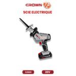 1. **Tension de la batterie :** 20 volts (V). C'est la puissance électrique fournie à l'outil. Une tension de 20V est typique pour les outils électriques sans fil destinés à des applications domestiques et légères. 2. **Capacité de la batterie :** 2.0 ampères-heures (Ah). Cela indique la quantité d'électricité que la batterie peut stocker et fournir pendant une certaine période de temps. Une capacité de 2.0Ah est modérée, ce qui signifie que la scie peut fonctionner pendant un certain temps avant d'avoir besoin d'être rechargée. Les scies électriques sans fil offrent une grande mobilité et sont idéales pour les travaux dans des endroits où l'accès à une prise électrique est limité. Elles sont souvent utilisées pour des projets de bricolage, de coupe de planches, d'élagage de branches, etc. Les scies Crown sont réputées pour leur qualité et leur fiabilité. Cette scie, avec une batterie de 20V et 2.0Ah, offrirait une puissance suffisante pour la plupart des travaux de coupe domestiques et légers. Il est recommandé de vérifier les spécifications exactes du modèle de scie Crown que vous envisagez d'acheter, car elles peuvent varier en fonction du modèle spécifique et des fonctionnalités supplémentaires offertes.