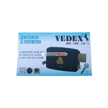 SERRURE DE PORTE VEDEX A TIRETTE CLE SIMPLE VDX-140-1 LG:14 CM