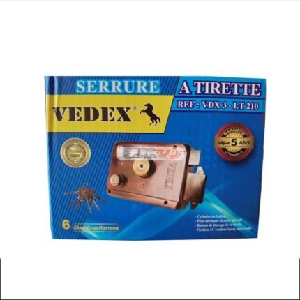 SERRURE DE PORTE VEDEX A TIRETTE CLE SPECIALE LT210 LG:12 CM