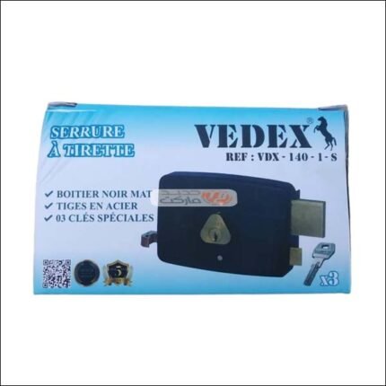 SERRURE DE PORTE VEDEX A TIRETTE CLE SPECIALE VDX-140-1-S LG:14 CM